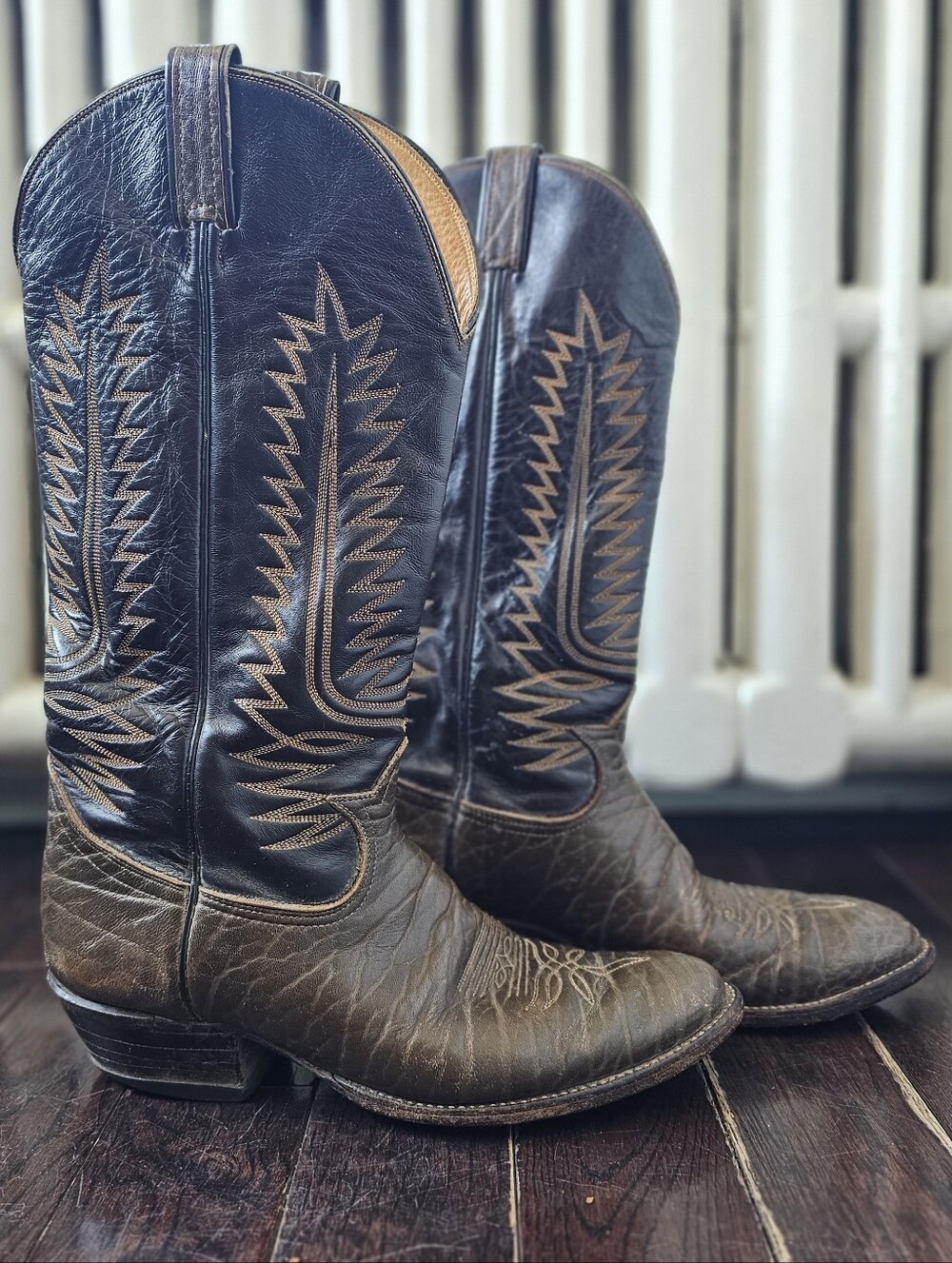 60s/ 70s Tony Lama Cowboy Boots Men’s 11D Brown Leather Western Pegged Sole